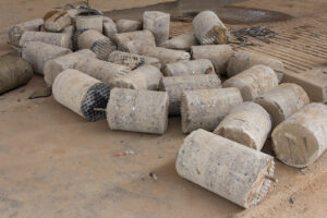 Concrete cores close-up.